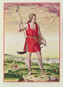 セオドア・ド・ブライ（1528-98）1585-88によって彫刻された「アドミランダナラティオ..」からの、隣人からピクトへの男